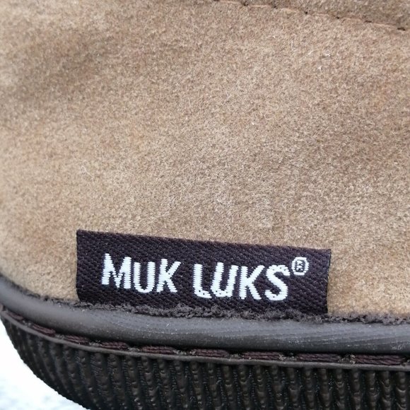 Muk Luks Mens Slippers Brown Loafer‎ Slip On Faux Fur Lining Flat Small 8-9 NEW - Picture 9 of 10